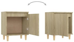 vidaXL Κομοδίνα 2 τεμ. Sonoma Δρυς 40x30x50εκ. & Πόδια από Μασίφ Ξύλο