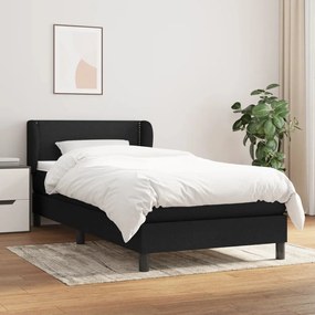 3126119 vidaXL Κρεβάτι Boxspring με Στρώμα Μαύρο 80 x 200 εκ. Υφασμάτινο Μαύρο, 1 Τεμάχιο