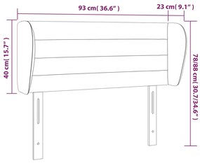 Κεφαλάρι με Πτερύγια Μαύρο 93x23x78/88 εκ. Βελούδινο 3117322
