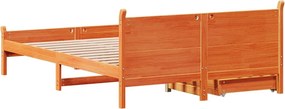 vidaXL Σκελετός Κρεβ. Χωρίς Στρώμα Καφέ Κεριού 135x190 εκ Μασίφ Πεύκο