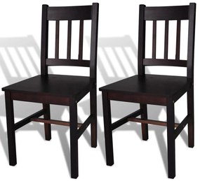 Καρέκλες Τραπεζαρίας 2 τεμ. Σκούρο Καφέ από Ξύλο Πεύκου - Καφέ