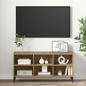 vidaXL Βάση τηλεόρασης Καστανό ξύλο Επεξεργασμένο ξύλο, Μέταλλο Μέσα