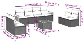 vidaXL Σαλόνι Κήπου Σετ 9 τεμ. Μπεζ Συνθετικό Ρατάν με Μαξιλάρια