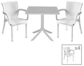 Τραπεζαρία Icon-Festive pakoworld σετ 5τεμ PP σε λευκή απόχρωση