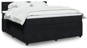 vidaXL Κρεβάτι Boxspring με Στρώμα Μαύρο 180x200 εκ. Βελούδινο