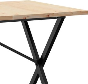 vidaXL Τραπέζι Τραπεζαρίας Πλαίσιο X Μασίφ Πεύκο/Ατσάλι