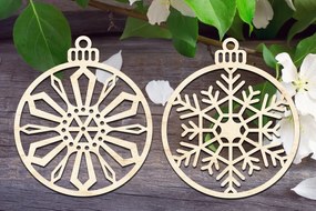 Σετ των 2 Intra απο ξύλο plywood 3mm-4mm πάχος – Στολίδια με νιφάδες χιονιού V1 Δίασταση 20x20 cm INTRAFABR-33528511