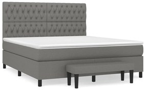 Κρεβάτι Boxspring με Στρώμα Σκούρο Γκρι 180x200 εκ Υφασμάτιν - Γκρι