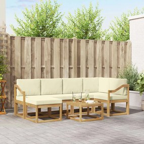 vidaXL Σειρά Καναπέ Εξωτερικού με μαξιλάρι 7 pcs Λευκό και Κρεμ