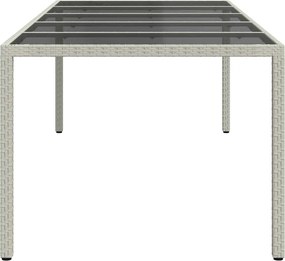 vidaXL Τραπέζι Κήπου Λευκό 250x100x75 εκ. Συνθετ. Ρατάν/Ψημένο Γυαλί