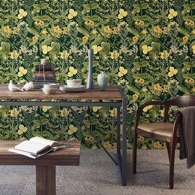 Ταπετσαρία Mimulus Anthracite WP20322 Green-Yellow MindTheGap 52x300cm