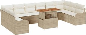 vidaXL Σετ Καναπέ Κήπου με αποθήκευση 11 pcs Μπεζ Πολυ ράταν
