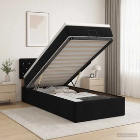 vidaXL Κρεβάτι Ottoman με στρώμα Μαύρο 100 x 200 cm Βελούδο