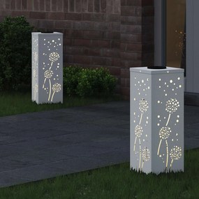 vidaXL Ηλιακό LED Φως Δρόμου 2 pcs Θερμό λευκό 18 x 18 x 50 εκ.