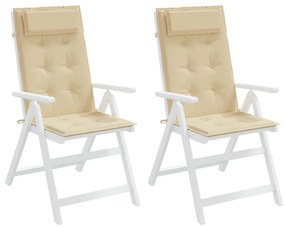 Μαξιλάρια Καρέκλας με Πλάτη 2 τεμ. Μπεζ από Ύφασμα Oxford - Μπεζ