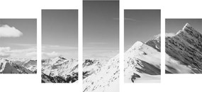 Εικόνα 5 τμημάτων χιονισμένα βουνά σε μαύρο & άσπρο