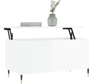vidaXL Τραπεζάκι Σαλονιού Γυαλ. Λευκό 90x44,5x45 εκ. Επεξεργ. Ξύλο