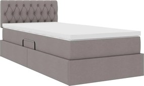 vidaXL LED Κρεβάτι αποθήκευσης με στρώμα Taupe 100 x 200 cm Ύφασμα