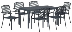 vidaXL Σέτ φαγητού για κήπο 7 pcs Ανθρακί Ατσάλι με Πούδρα