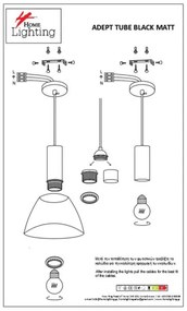 Φωτιστικό Οροφής  SE21-BL-4-BL2-MS3 ADEPT TUBE Black Pendant Black Metal Shade+ - Μέταλλο - 77-8557