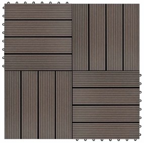 vidaXL Πλακάκια Deck 11 τεμ. Σκούρο Καφέ 30 x 30 εκ. 1 μ² από WPC
