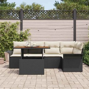 vidaXL Σετ Καναπέ Κήπου 6 pcs Μαύρο και κρεμ 100 x 55 x 73 εκ