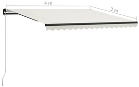 Τέντα Συρόμενη Χειροκίνητη με LED Κρεμ 400 x 300 εκ. - Κρεμ