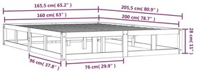 Πλαίσιο Κρεβατιού Μαύρο 160 x 200 εκ. από Μασίφ Ξύλο - Μαύρο