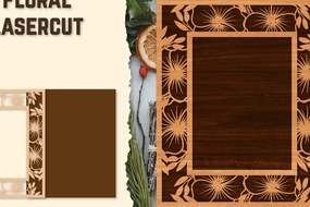 Intra απο ξύλο plywood  Χρώμα wenge 3mm-4mm πάχος - Κορνίζα Photo Floral Lasercut Δίασταση 20x25 cm INTRAFABR-106158021