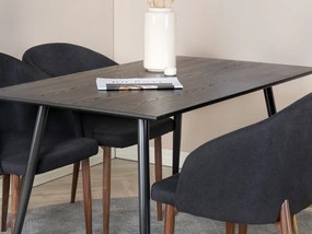 Τραπέζι Dallas 124, Μαύρο, Ορείχαλκος, 75x85x120cm, 35 kg, Φυσικό ξύλο καπλαμά, Ινοσανίδες μέσης πυκνότητας, Μέταλλο | Epipla1.gr