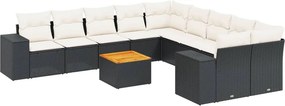 vidaXL Patio Sofa Set 10-θέσια Black and Cream