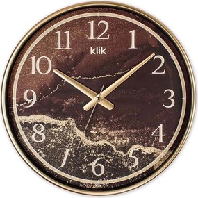 Ρολόι Τοίχου Assos 705RGL1140 38x38cm Brown-Gold Wallity Πλαστικό, Γυαλί
