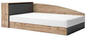 Κρεβάτι Nora Ημίδιπλο με συρτάρια 237x78x124cm &amp; στρώμα 120x190x22cm Oak Wotan + Ανθρακί - GRA150