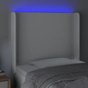 Κεφαλάρι Κρεβατιού LED Λευκό 103x16x118/128 εκ. Συνθετ. Δέρμα 3123853