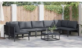 vidaXL Σετ Καναπέ Κήπου με μαξιλάρι 7 pcs Μαύρο Ατσάλι