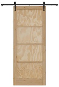 vidaXL Συρόμενη Πόρτα Χειροκίνητος Καφέ 86 x 211 cm Μασίφ ξύλο πεύκου