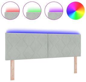 vidaXL LED Υποκολάτζα Σχέδιο Διαμαντιών Ανοιχτό Γκρι 160 εκ Βελούδο