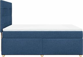 vidaXL Κρεβάτι Boxspring με Στρώμα Μπλε 140x190 εκ. Υφασμάτινο