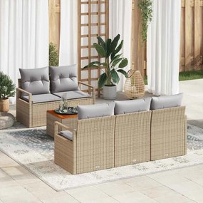 vidaXL Σετ καναπέ κήπου 6 pcs Beige, ανοιχτό γκρι Μεσαίο