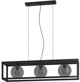 Φωτιστικό Οροφής - Ράγα Arangona 390215 110x25x150cm 3xE27 40W Grey-Black Eglo Steel,Glass