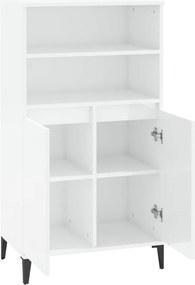 vidaXL Ντουλάπι Γυαλ. Λευκό 60 x 36 x 110 εκ. από Επεξεργασμένο Ξύλο
