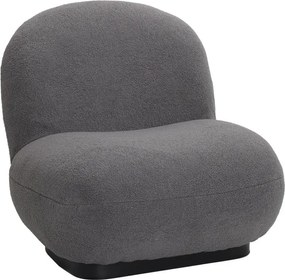 Πολυθρόνα Rosalie μπουκλέ ύφασμα σε ανθρακί απόχρωση με μαύρη βάση 85x82x77εκ 85x82x77 εκ.