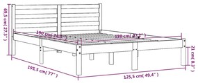 Σκελετός Κρεβ. Χωρίς Στρώμα Καφέ Κεριού 120x190 εκ Μασίφ Πεύκο - Καφέ