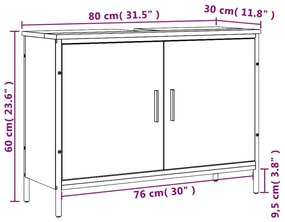 Ντουλάπι Νιπτήρα Μπάνιου Γκρι Sonoma 80x30x60 εκ. Επεξ. Ξύλο - Γκρι