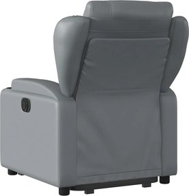 vidaXL Πολυθρόνα Ανακλινόμενη με Ανύψωση Γκρι Συνθετικό Δέρμα