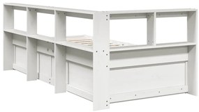 vidaXL Κρεβάτι Βιβλιοθήκη Χωρίς Στρώμα Λευκό 75x190 εκ Μασίφ Πεύκο