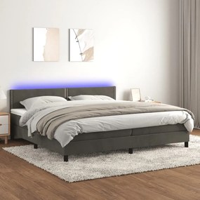 ΚΡΕΒΑΤΙ BOXSPRING ΜΕ ΣΤΡΩΜΑ &amp; LED ΣΚ. ΓΚΡΙ 200X200ΕΚ. ΒΕΛΟΥΔΙΝΟ 3134364