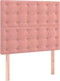 vidaXL Κρεβάτι Boxspring με Στρώμα Ροζ 90x200 εκ. Βελούδινο