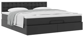 vidaXL Οθωμανικό κρεβάτι με στρώμα Μαύρο 180x200cm Faux Leather