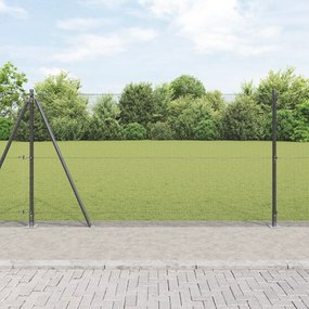 vidaXL Συγκολλητή Περίφραξη με 13 Πόστα Γκρι 1.2x25 μ Χάλυβα